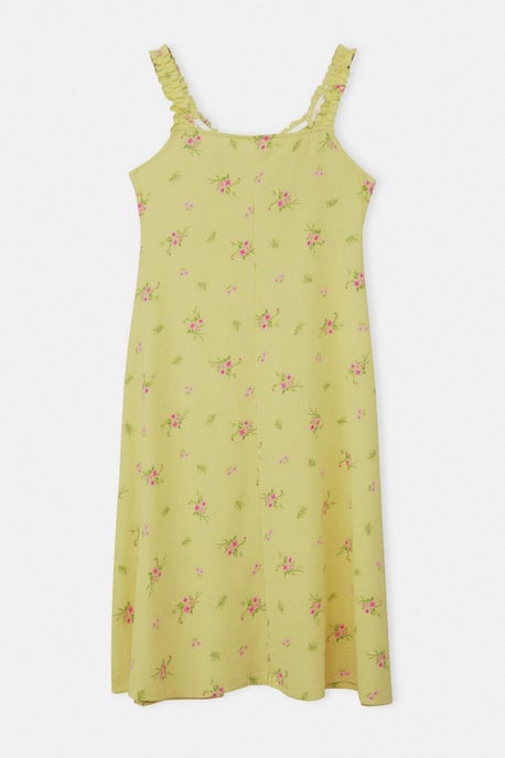 Trendyol Curve Damen Gelb Geblümt Midi Ärmellos Casual A-Linie Große Größen Kleid - Image 5