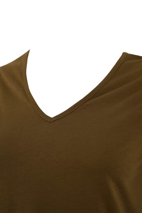 Trendyol Curve Damen Khaki Einfarbig Midi Kurz Casual Gerade Große Größen Kleid - Image 3