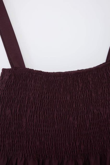 Trendyol Curve Damen Bordeaux Einfarbig Midi Ärmellos Abend / Alltag Skater Große Größen Kleid - Image 4