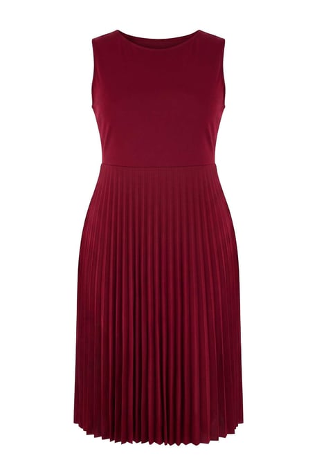 Trendyol Curve Damen Bordeaux Einfarbig Midi Ärmellos Casual A-Linie Große Größen Kleid - Image 2