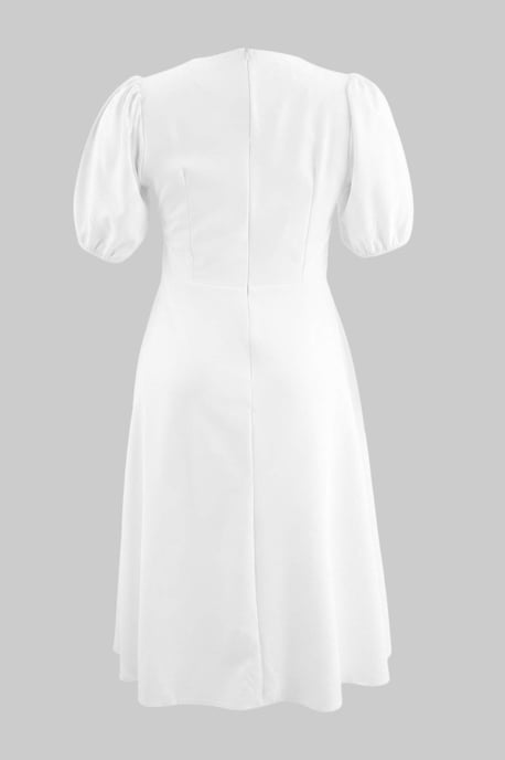 Trendyol Curve Damen Ecru Einfarbig Midi Kurz Elegant/Abend Skater Große Größen Kleid - Image 5