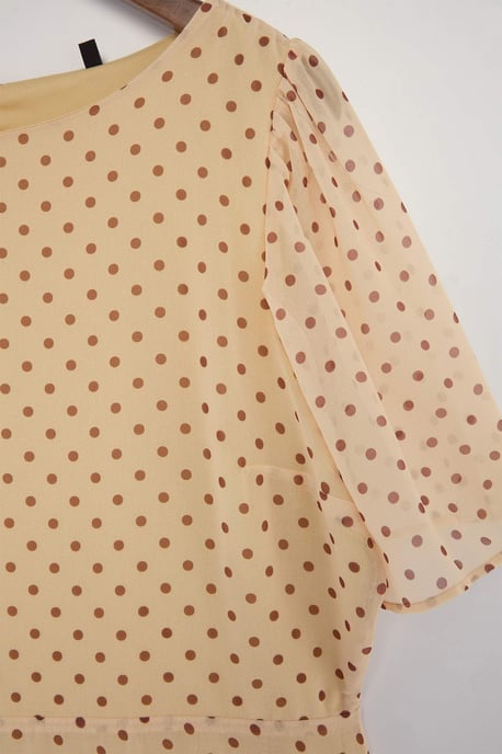 Trendyol Curve Damen Ecru Animal-Print Midi Kurz Casual A-Linie Große Größen Kleid - Image 4