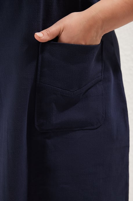 Trendyol Curve Damen Dunkelblau Einfarbig Midi Kurz Cocktail A-Linie Große Größen Kleid - Image 3