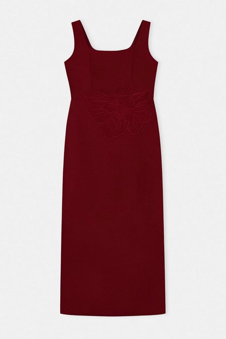 Trendyol Curve Damen Bordeaux Strukturiert Midi Ärmellos Bodycon Große Größen Kleid - Image 3