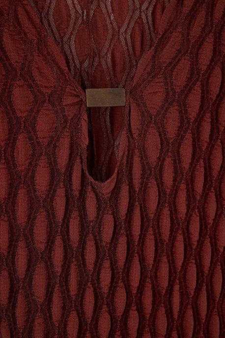 Trendyol Curve Damen Bordeaux Strukturiert Midi Lang Bodycon Große Größen Kleid - Image 4