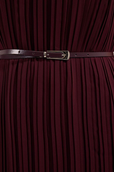 Trendyol Curve Damen Bordeaux Einfarbig Midi Ärmellos Abend / Alltag Gerade Große Größen Kleid - Image 2