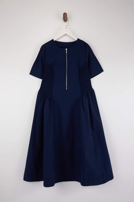 Trendyol Curve Damen Dunkelblau Einfarbig Midi Kurz Casual Skater Große Größen Kleid - Image 3