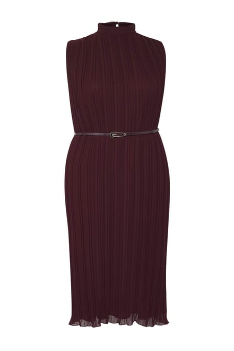 Trendyol Curve Damen Bordeaux Einfarbig Midi Ärmellos Abend / Alltag Gerade Große Größen Kleid - Image 4