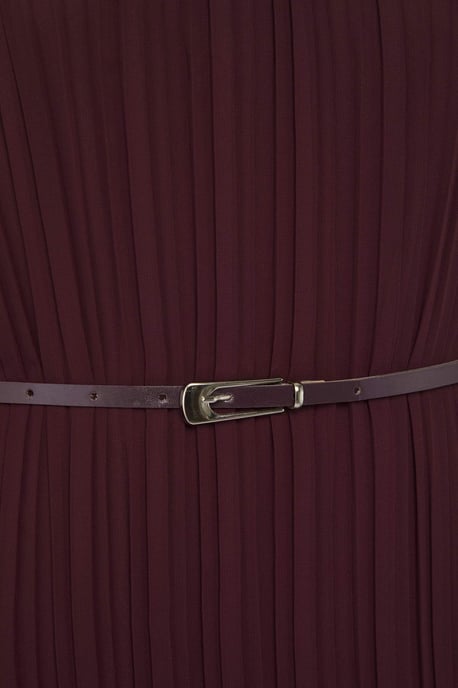 Trendyol Curve Damen Bordeaux Einfarbig Midi Ärmellos Abend / Alltag Gerade Große Größen Kleid - Image 5