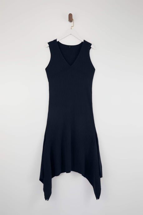 Trendyol Curve Damen Dunkelblau Einfarbig Midi Ärmellos Casual A-Linie Große Größen Kleid - Image 3