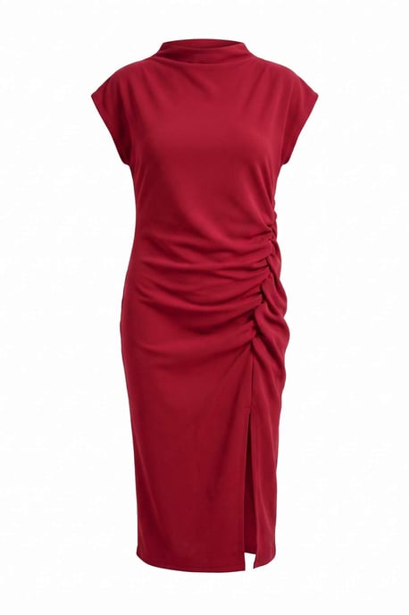 Trendyol Curve Damen Bordeaux Einfarbig Midi Ärmellos Party Bodycon Große Größen Kleid - Image 5