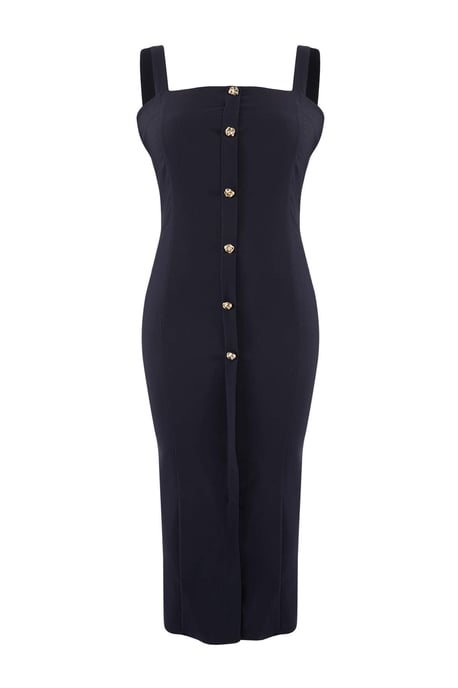 Trendyol Curve Damen Dunkelblau Einfarbig Midi Ärmellos Casual Bodycon Große Größen Kleid - Image 4
