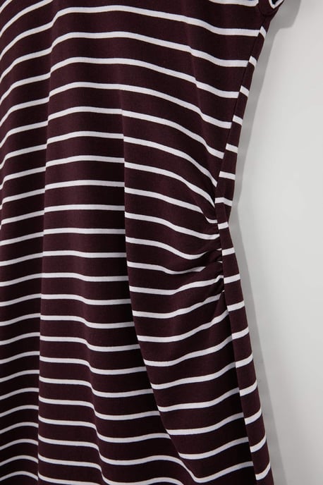 Trendyol Curve Damen Bordeaux Gestreift Midi Kurz Casual A-Linie Große Größen Kleid - Image 3