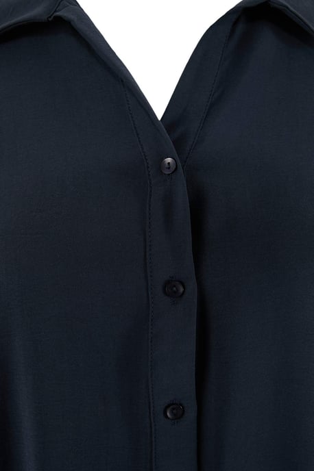 Trendyol Curve Damen Dunkelblau Einfarbig Midi Ärmellos Casual Hemdblusenkleid Große Größen Kleid - Image 4