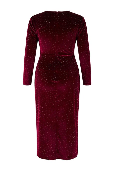 Trendyol Curve Damen Bordeaux Einfarbig Midi Lang Party A-Linie Große Größen Kleid - Image 3