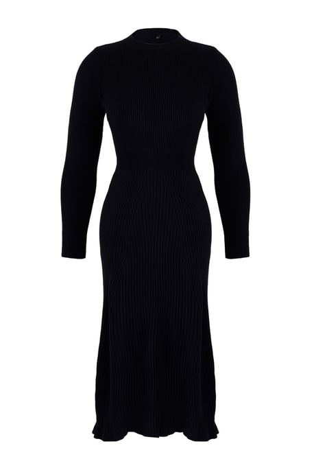 Trendyol Curve Damen Dunkelblau Einfarbig Midi Lang Casual A-Linie Große Größen Kleid - Image 4