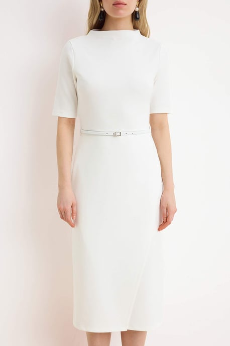 TRENDYOLMİLLA Damen Ecru Einfarbig Midi Kurz Abend / Alltag A-Linie Kleider - Image 2