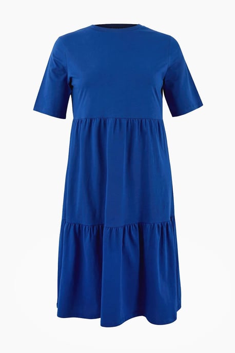 Trendyol Curve Damen Dunkelblau Einfarbig Midi Kurz Casual A-Linie Große Größen Kleid - Image 2