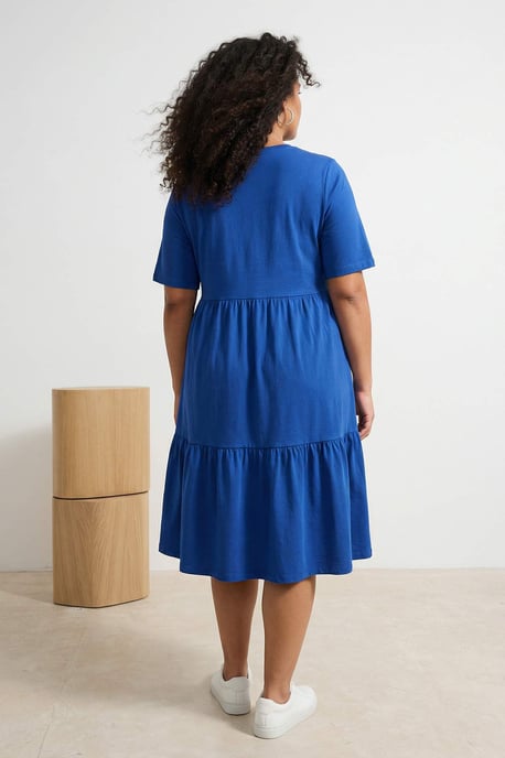 Trendyol Curve Damen Dunkelblau Einfarbig Midi Kurz Casual A-Linie Große Größen Kleid - Image 5