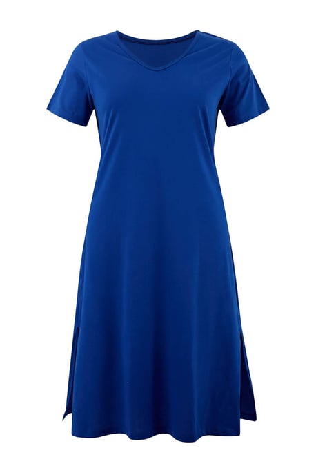 Trendyol Curve Damen Dunkelblau Einfarbig Midi Kurz Casual Gerade Große Größen Kleid - Image 2