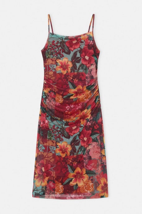 Trendyol Curve Damen Mehrfarbig Geblümt Midi Ärmellos Gerade Große Größen Kleid - Image 4