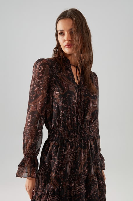 TRENDYOLMİLLA Damen Mehrfarbig Paisley Midi Lang Abend / Alltag Skater Kleider - Image 2