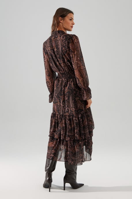 TRENDYOLMİLLA Damen Mehrfarbig Paisley Midi Lang Abend / Alltag Skater Kleider - Image 4
