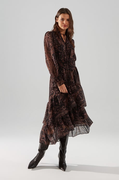 TRENDYOLMİLLA Damen Mehrfarbig Paisley Midi Lang Abend / Alltag Skater Kleider - Image 5