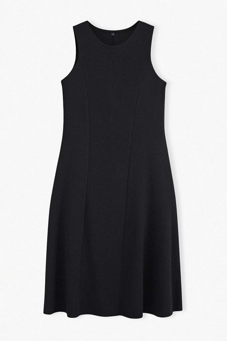 Trendyol Curve Damen Schwarz Einfarbig Midi Ärmellos Casual A-Linie Große Größen Kleid - Image 3