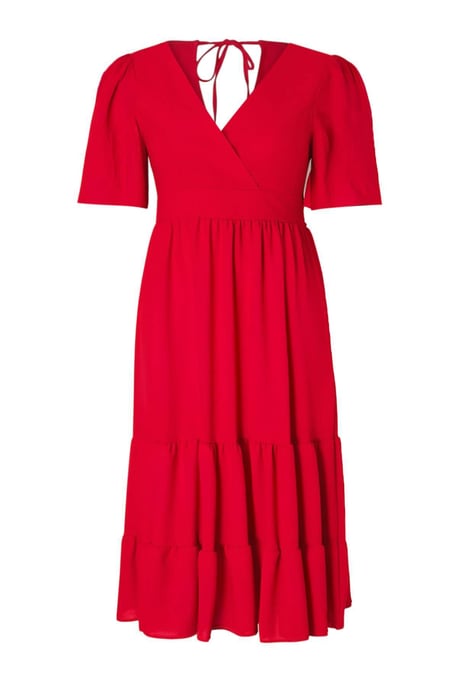 Trendyol Curve Damen Rot Einfarbig Midi Kurz Casual A-Linie Große Größen Kleid - Image 3