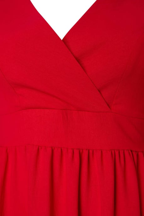 Trendyol Curve Damen Rot Einfarbig Midi Kurz Casual A-Linie Große Größen Kleid - Image 4