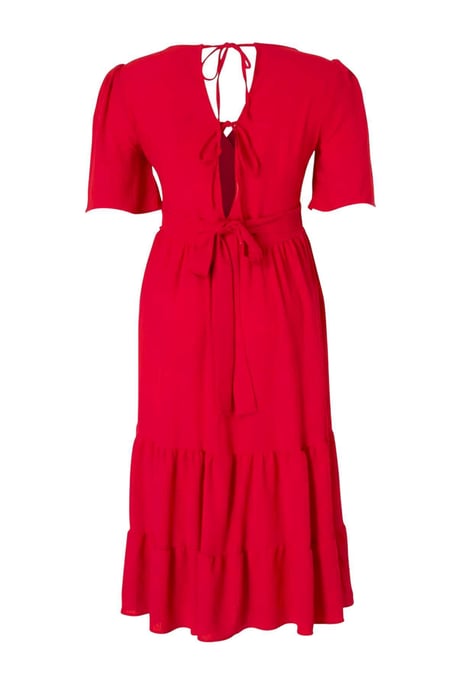 Trendyol Curve Damen Rot Einfarbig Midi Kurz Casual A-Linie Große Größen Kleid - Image 5