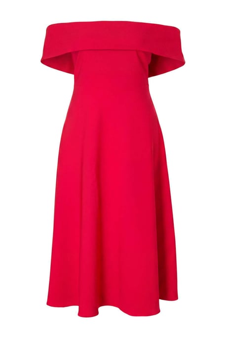 Trendyol Curve Damen Rot Einfarbig Midi Ärmellos Party Skater Große Größen Kleid - Image 3