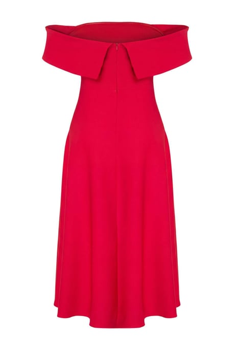Trendyol Curve Damen Rot Einfarbig Midi Ärmellos Party Skater Große Größen Kleid - Image 5