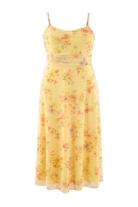 Trendyol Curve Damen Mehrfarbig Geblümt Midi Ärmellos Bodycon Große Größen Kleid - Image 3
