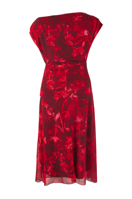 Trendyol Curve Damen Rot Geblümt Midi Ärmellos Casual A-Linie Große Größen Kleid - Image 5