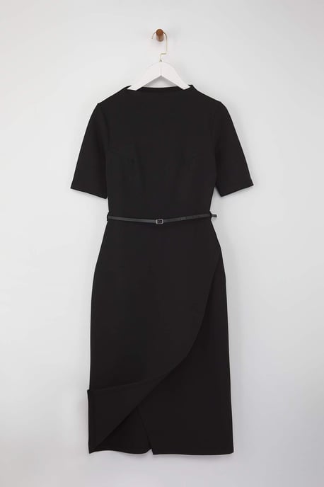 TRENDYOLMİLLA Damen Schwarz Einfarbig Midi Kurz Abend / Alltag A-Linie Kleider - Image 5