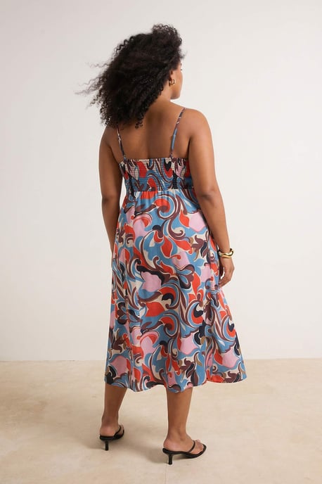 Trendyol Curve Damen Mehrfarbig Grafik Midi Kurz A-Linie Große Größen Kleid - Image 4