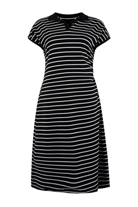 Trendyol Curve Damen Schwarz Gestreift Midi Kurz Casual A-Linie Große Größen Kleid - Image 2
