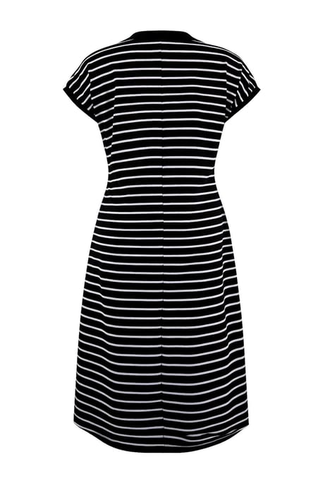 Trendyol Curve Damen Schwarz Gestreift Midi Kurz Casual A-Linie Große Größen Kleid - Image 4