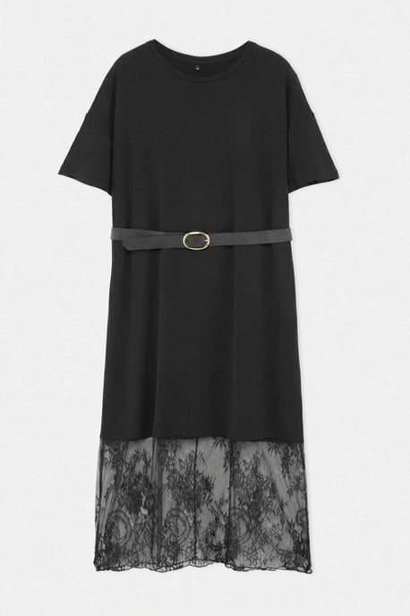 Trendyol Curve Damen Schwarz Einfarbig Midi Kurz Gerade Große Größen Kleid - Image 4