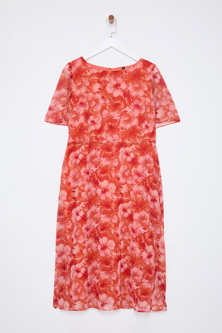 Trendyol Curve Damen Mehrfarbig Animal-Print Midi Kurz Casual A-Linie Große Größen Kleid - Image 5
