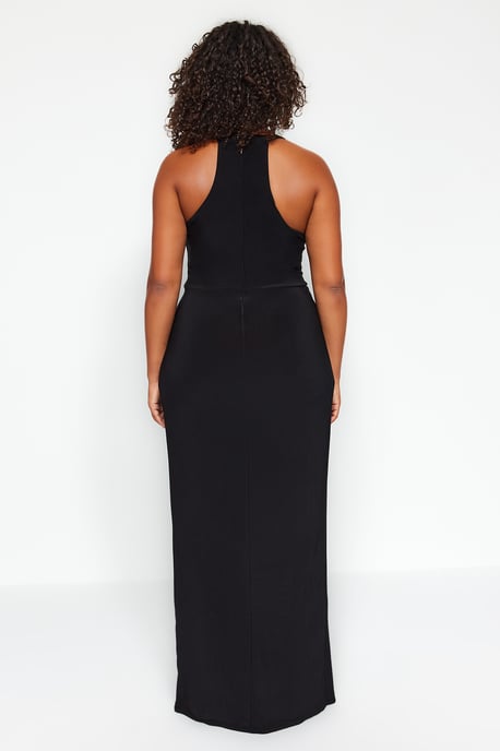 Trendyol Curve Damen Schwarz Einfarbig Midi Ärmellos Elegant/Abend Gerade Große Größen Kleid - Image 5