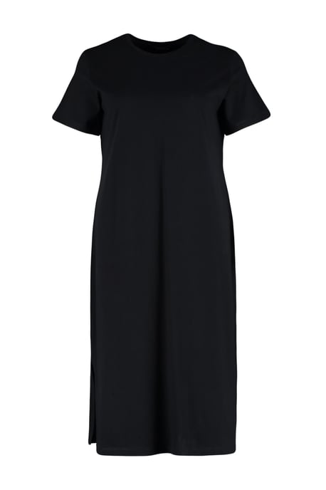 Trendyol Curve Damen Schwarz Einfarbig Midi Kurz Casual Gerade Große Größen Kleid - Image 6
