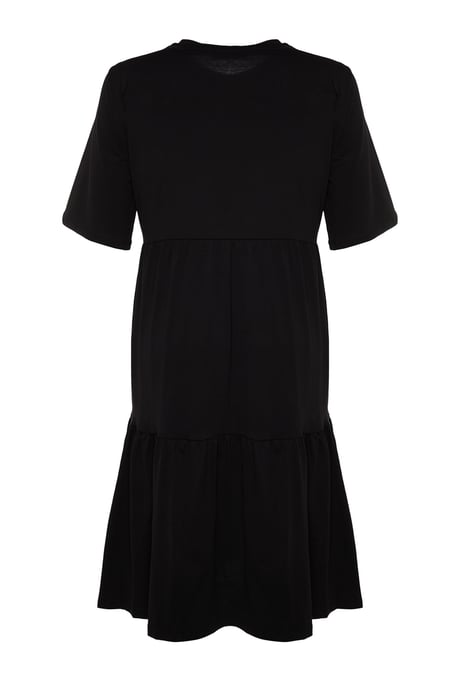 Trendyol Curve Damen Schwarz Einfarbig Midi Kurz Casual A-Linie Große Größen Kleid - Image 5