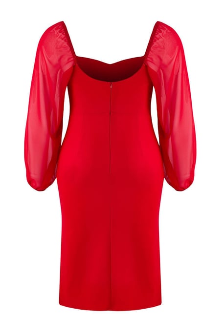 Trendyol Curve Damen Rot Einfarbig Midi Lang Elegant/Abend Bodycon Große Größen Kleid - Image 5