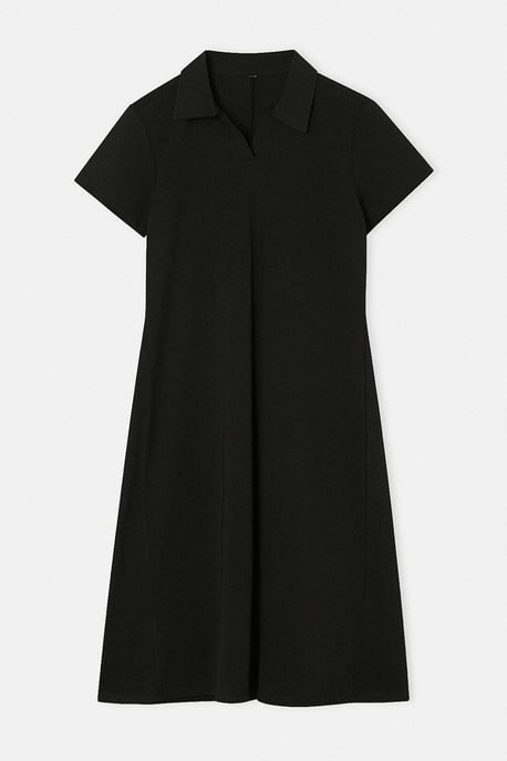 Trendyol Curve Damen Schwarz Einfarbig Midi Kurz Casual A-Linie Große Größen Kleid - Image 3