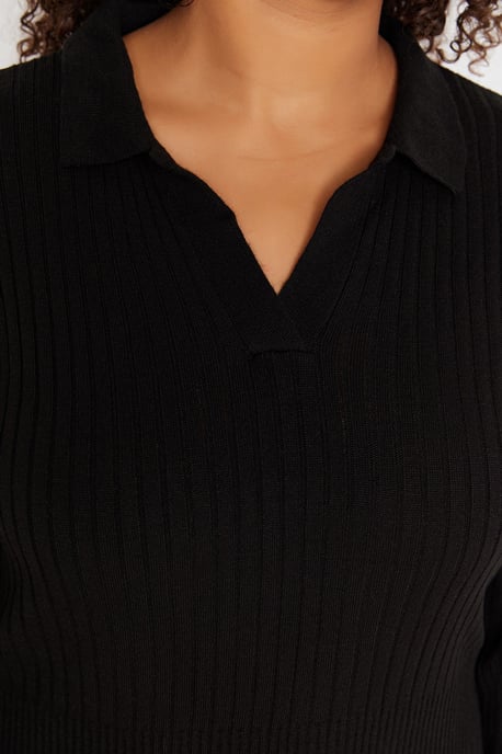 Trendyol Curve Damen Einfarbig Midi Lang Casual Bodycon Große Größen Kleid - Image 6