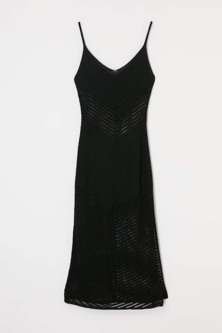 Trendyol Curve Damen Schwarz Lochmuster Midi Ärmellos Strandmode A-Linie Große Größen Kleid - Image 3