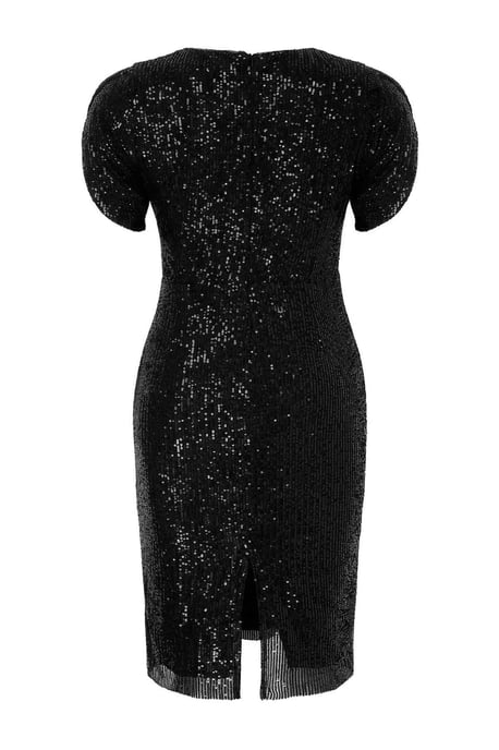 Trendyol Curve Damen Schwarz Einfarbig Midi Kurz Elegant/Abend Bodycon Große Größen Kleid - Image 5